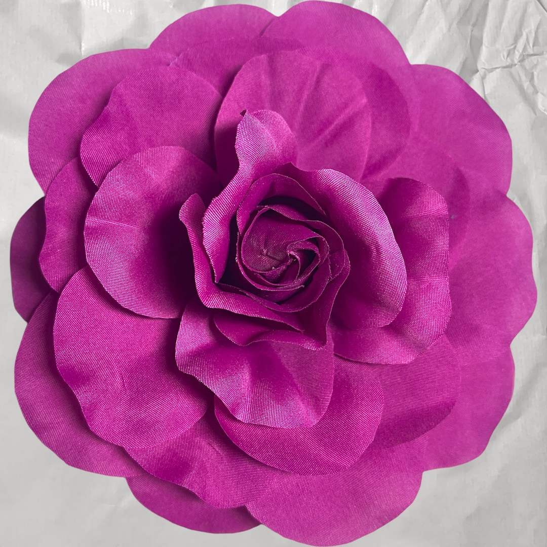 Fuchsia Fabric Rose Pin: Magnetic Pinless Brooch, 5