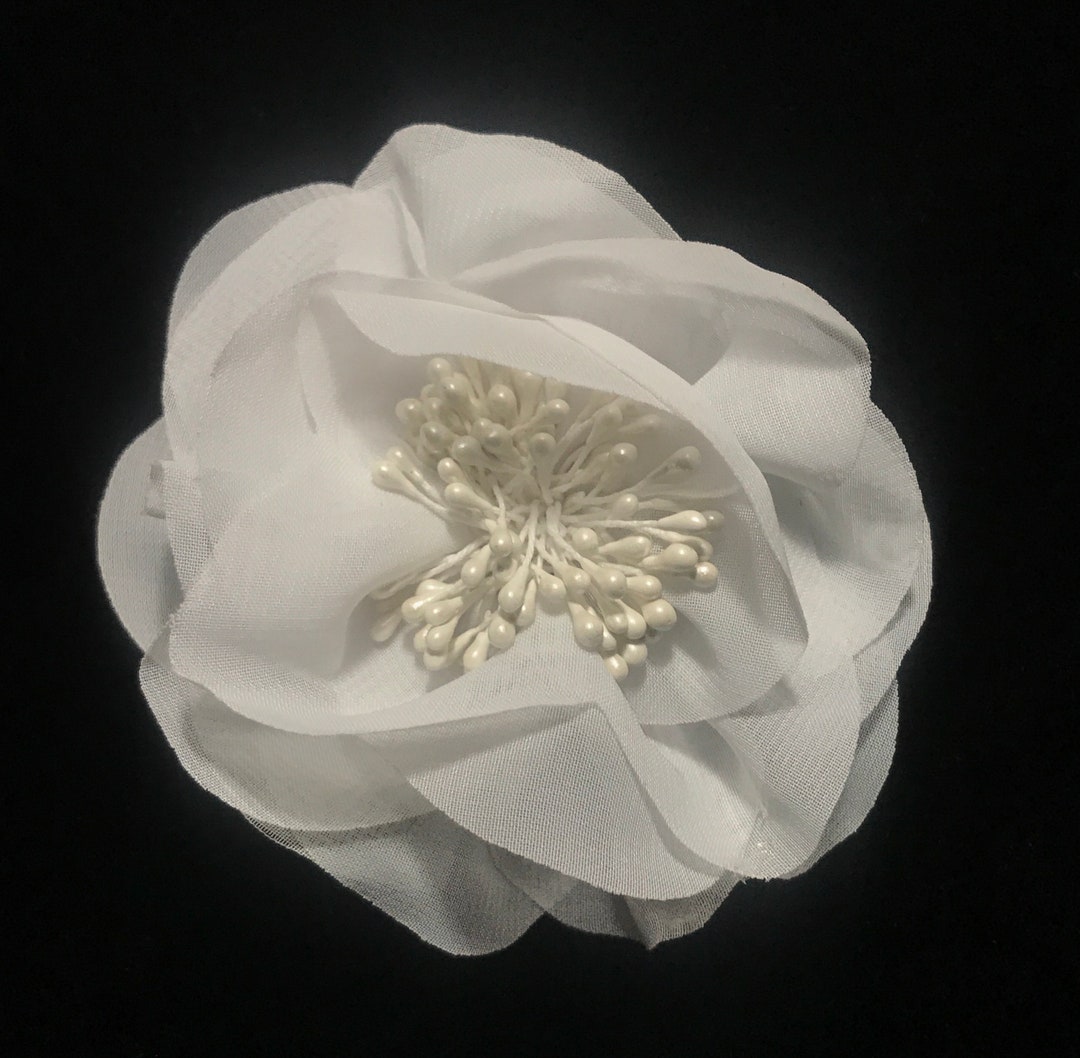 Holdflower Pin Flower Brooch Fabric Flower Pin White Organza Cloth Pinless Posies Etsy