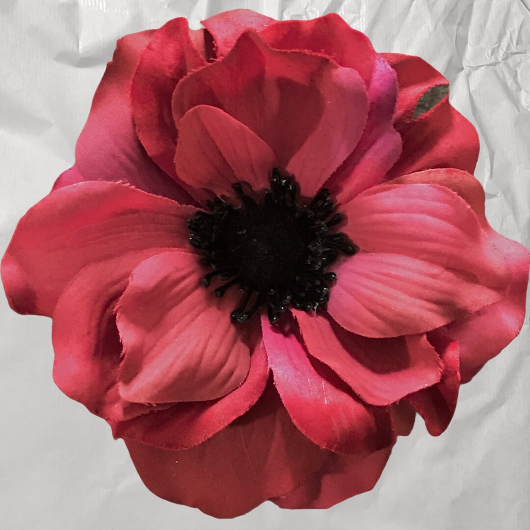 Flower Pin Hold Pinless Posies Red Anemone Fabric Etsy