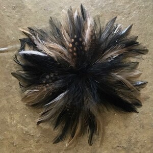 Feather Pin Magnetic Hold Black and Brown feather flower feather brooch Pinless Posies image 1