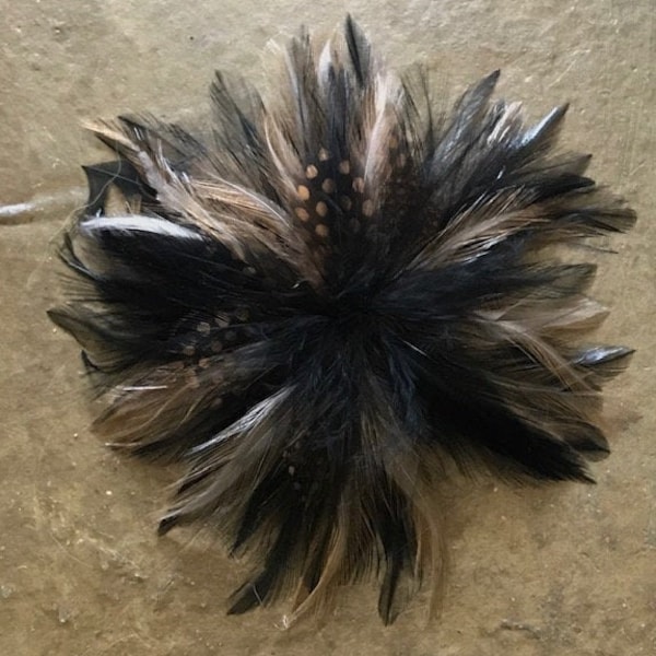 Feather Pin Magnetic Hold Black and Brown feather flower feather brooch Pinless Posies