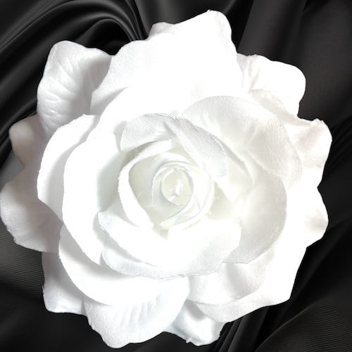 White Rose Magnetic Brooch: Pinless Fabric Flower (4 inch)