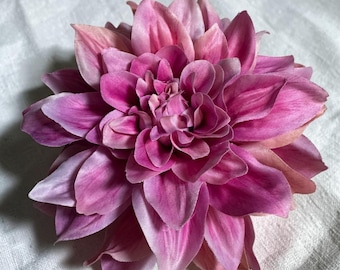 Pink Dahlia Flower Brooch Flower Pin Magnetic hold Pinless Posie 6”