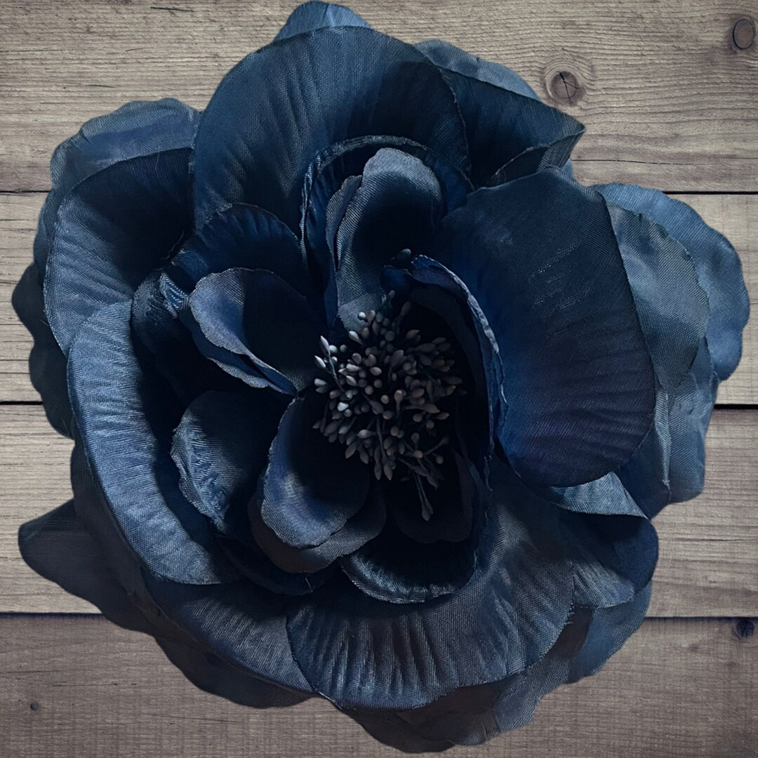 Hold Flower Pin Flower Brooch,fabric Flower Pin,navy Blue Petal Pinless Posies Etsy