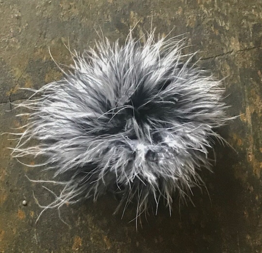 Hold Flower Pin Flower Brooch Small Gray and Black Boa Fabric Flower Pin Pinless Posies