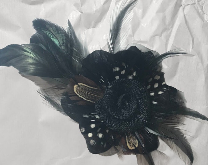 Flower Pin Flower Pin, Fabric Flower Pin, Flower Brooch Black With Black and Brown