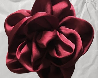 Magnetic hold Flower Pin Burgundy Satin Knot Flower brooch Pinless Posies