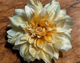 Yellow Dahlia Magnetic Flower Brooch - Pinless Hat & Lapel Accessory
