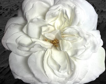 MAGNETIC  HOLD@pin Flower Brooch Large white Soft petal Rose Silk flower Pinless Posies