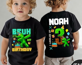 Pixel Game Birthday Shirt, MineC Kids Birthday Tee, Boy Girl Birthday Outfit, Block Gamer Party Shirt, Custom Age Birthday Tee, Custom Age