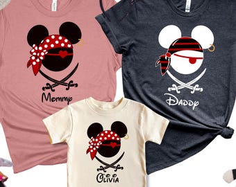 Custom Disney Pirates Family Shirts, Disney Pirates of Caribbean Shirt, Pirate Tshirt, Pirate's Life, Mickey and Minnie Disney Cruise Shirt