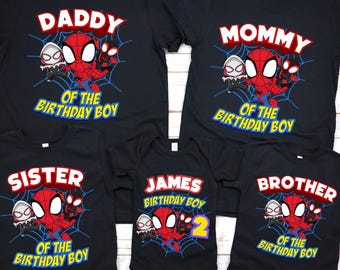 Camiseta de Spidey y sus increíbles amigos, camiseta personalizada de cumpleaños de Spidey, camiseta de personajes de Spidey, camiseta de Spidey, camiseta personalizada de cumpleaños para niños pequeños