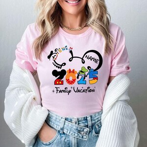2025 Custom Name Disney Family Vacation Shirt, Disney Family Matching T-Shirt, Personalized Disney Trip, Disneyworld Matching Mickey Minnie