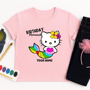 Custom Birthday Kitty Mermaid Shirt: Kawaii Cat Tee