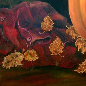 TWILIGHT HARVEST, Original Oil Painting 30 x 40, Fall pumpkins, RedRobinArt, Grigsby Gallery and Gifts Bild 4