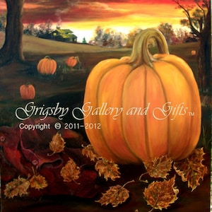 TWILIGHT HARVEST, Original Oil Painting 30 x 40, Fall pumpkins, RedRobinArt, Grigsby Gallery and Gifts Bild 1