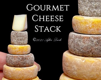 Fine Gourmet Cheese Stack - Artisan fully Handmade Miniature in 12th scale. From After Dark miniatures