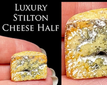 Luxury Stilton Cheese Half - Artisan fully Handmade Miniature in 12th scale. From After Dark miniatures