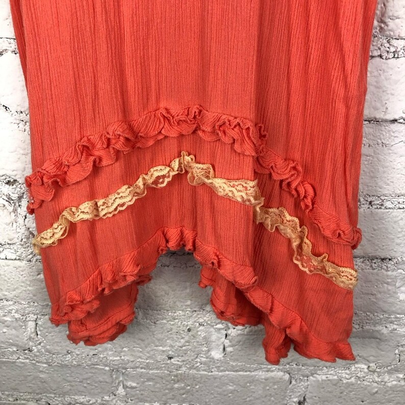 Free People Peach Ruffle Tank Tunic image 5