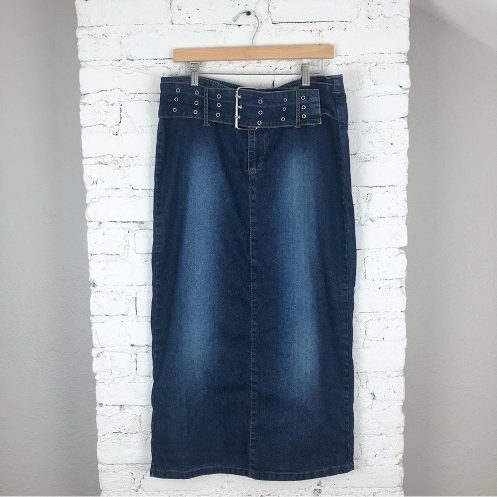Vintage 90's Y2K Zoey Beth Denim Belted Maxi Skirt - Etsy