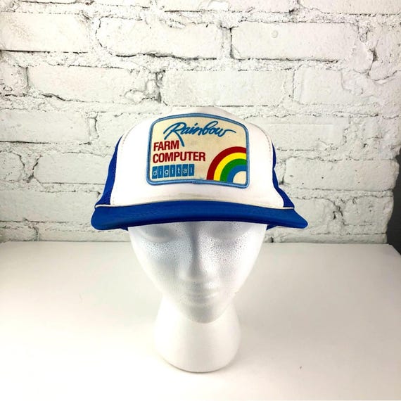Vintage Rainbow Farm Computer Patch Snapback Hat - image 1