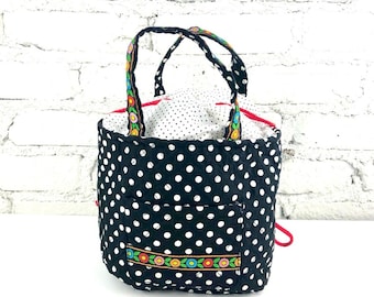 Vintage Mary Engelbreit Cinch Polka Dot Bucket Bag