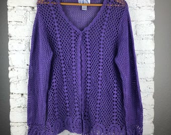 Vintage open gebreid jaren 90-vest