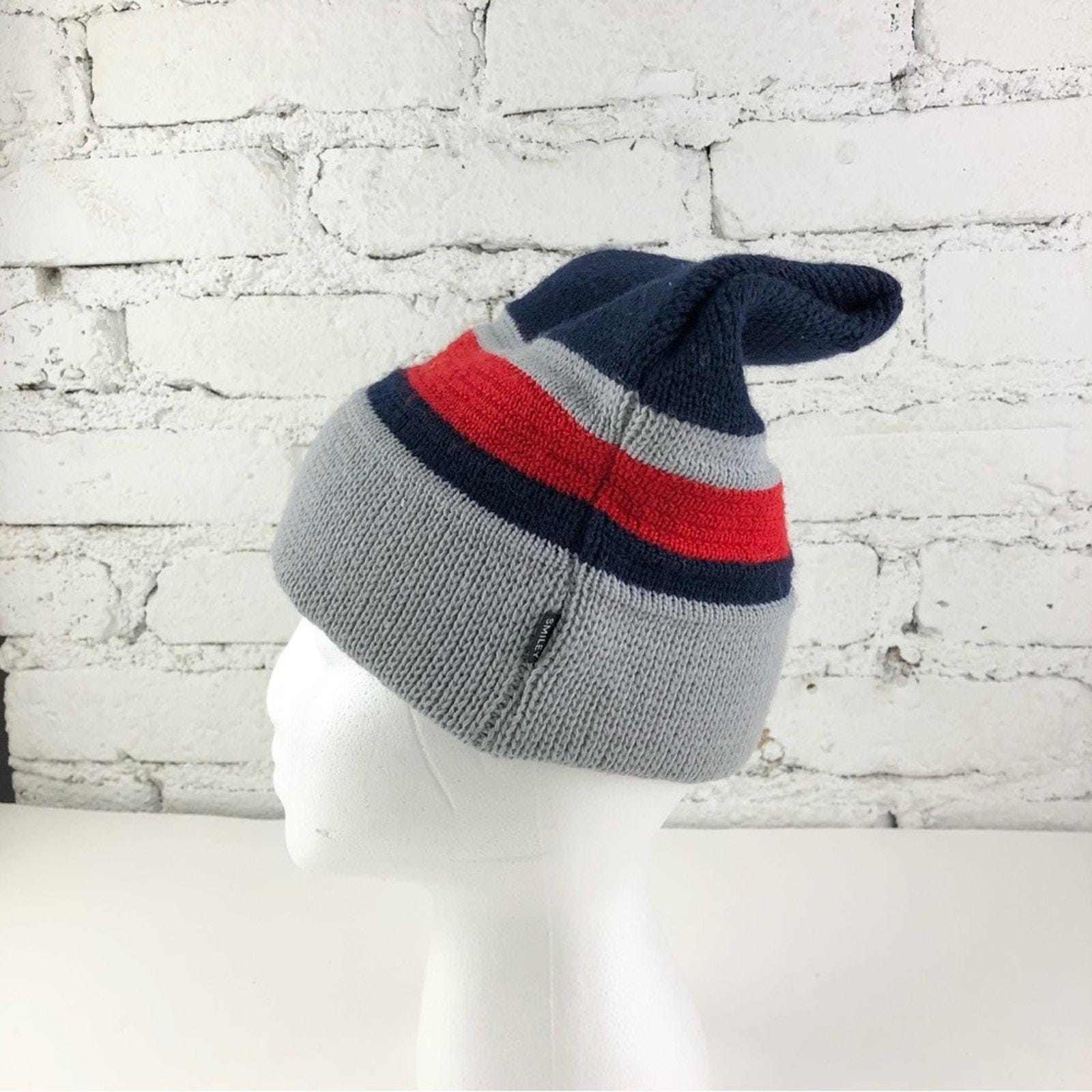 Vintage Smiley 100% Wool Colorful Striped Beanie Vintage Smiley Striped Wool Beanie Hat - Etsy main image 2
