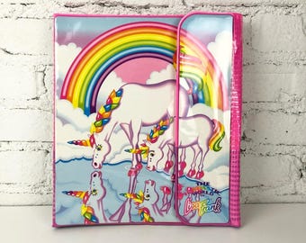 Carpeta tríptica vintage de los 90 con diseño de unicornio de Lisa Frank