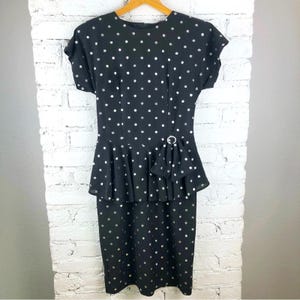 Vintage Silver Glitter Polka Dot Peplum Dress