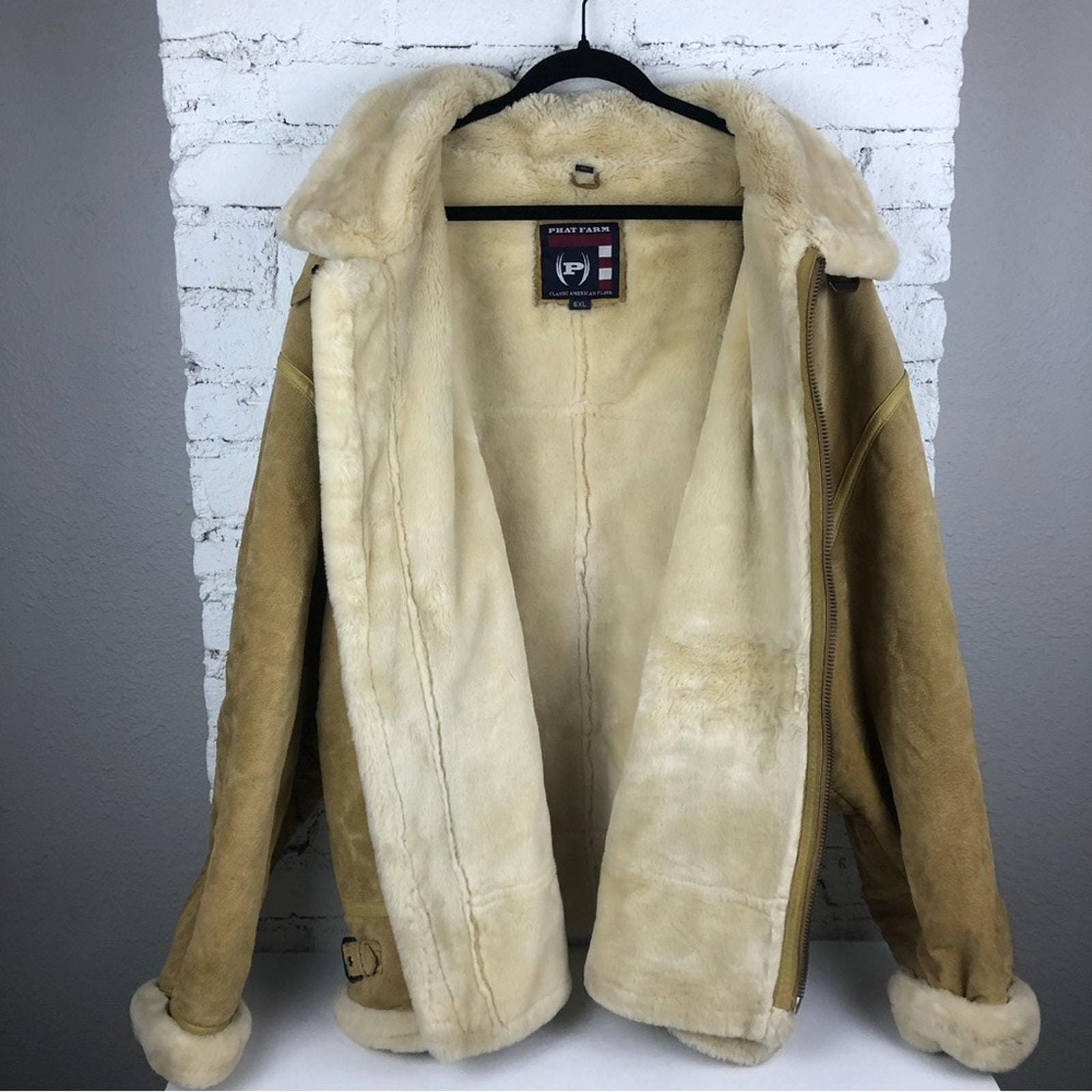 Vintage Phat Farm Leather Fur Jacket - Etsy