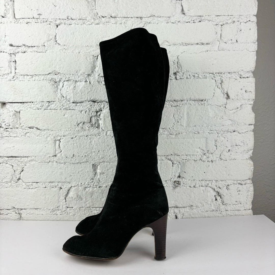 Vintage Knee High Suede Leather Zip up Boots - Etsy