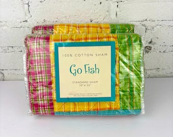 Vintage Go Fish Quilted Pillow Shams Set Of 2