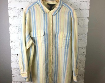Vintage 90's Jones Jeans 100% Linen Pastel Button Up