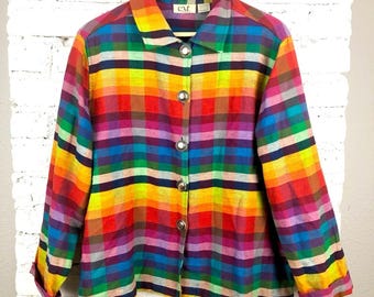 Vintage 90’s Rainbow Plaid Chore Jacket