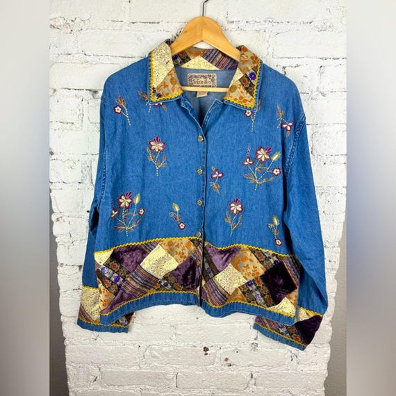 Vintage Tantrum Blues Patchwork Embroidered Jacket
