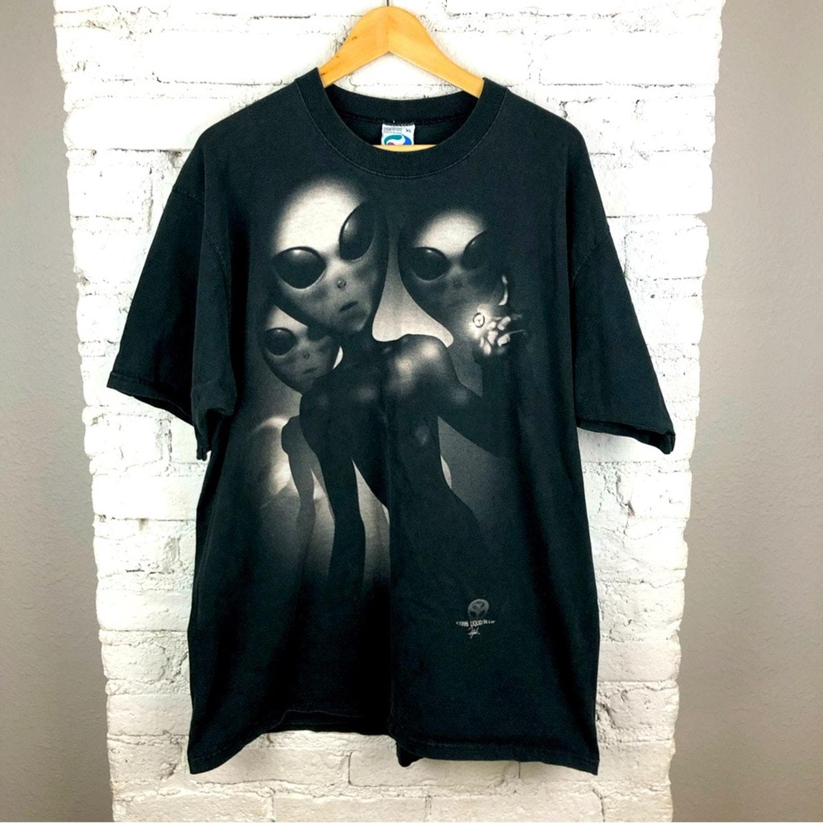 90s LIQUID BLUE エイリアン ロンT Tシャツ USA製 黒 XL Vintage 90's Liquid Blue Alien Tee - Etsy