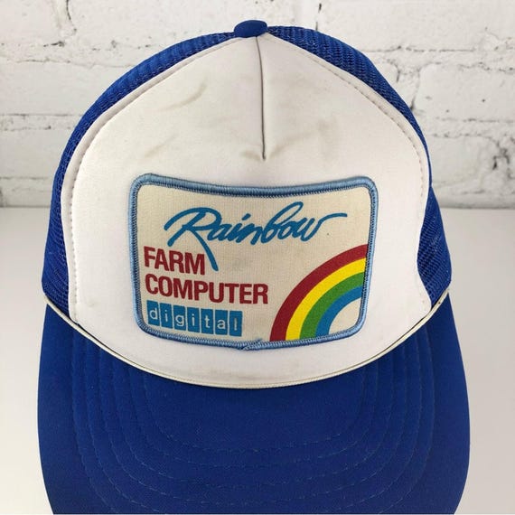 Vintage Rainbow Farm Computer Patch Snapback Hat - image 2