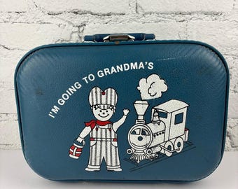 Vintage Kid’s "I'm Going to Grandma's" Hard Sided Luggage Case