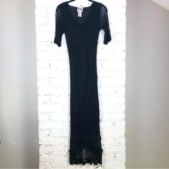 Vintage 90's Y2K Beaded Crochet Long Gown Dress