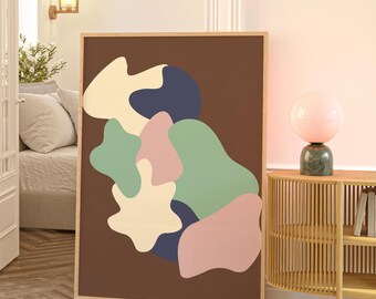 Abstract Colorful Modern Wall Art, Large Living Room Prints, Geometric Art, Contemporary Wall Art, Pastel Wall Art, Abstract Bathroom Prints