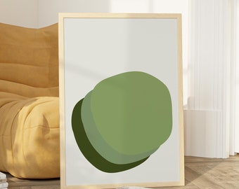 Modern Green Shape Print, Living Room Wall Art, Modern Poster Print, Contemporary Art, Green Print, Mid Century Modern Home Decor, Mattise
