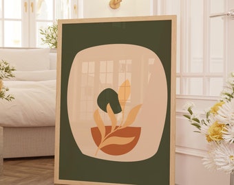 Artsy Terracotta Wall Art, Aesthetic Trendy Prints, Beige Green Art, Contemporary Art Prints, Modern Abstract Wall Art, Boho Home Wall Decor