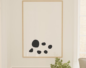 Minimalist Coastal Pebble Wall Art, Modern Neutral Wall Art, Trendy Poster, Digital Print, Living Room Wall Art, Contemporary Eclectic Print