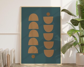 Modern Trendy Aesthetic Prints, Bathroom Wall Art, Modern Retro Prints, Home Wall Art Decor, Green and Bronze Poster, Elegant Bedroom Decor