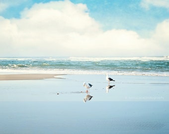 Ocean photography,Beach home decor "Ocean Reflections" seashore, summer decor, seagulls, waves, calming, landscape, coastal, Washington