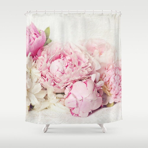 Shabby Chic Shower Curtain Pink Rose Shower Curtain Floral Etsy