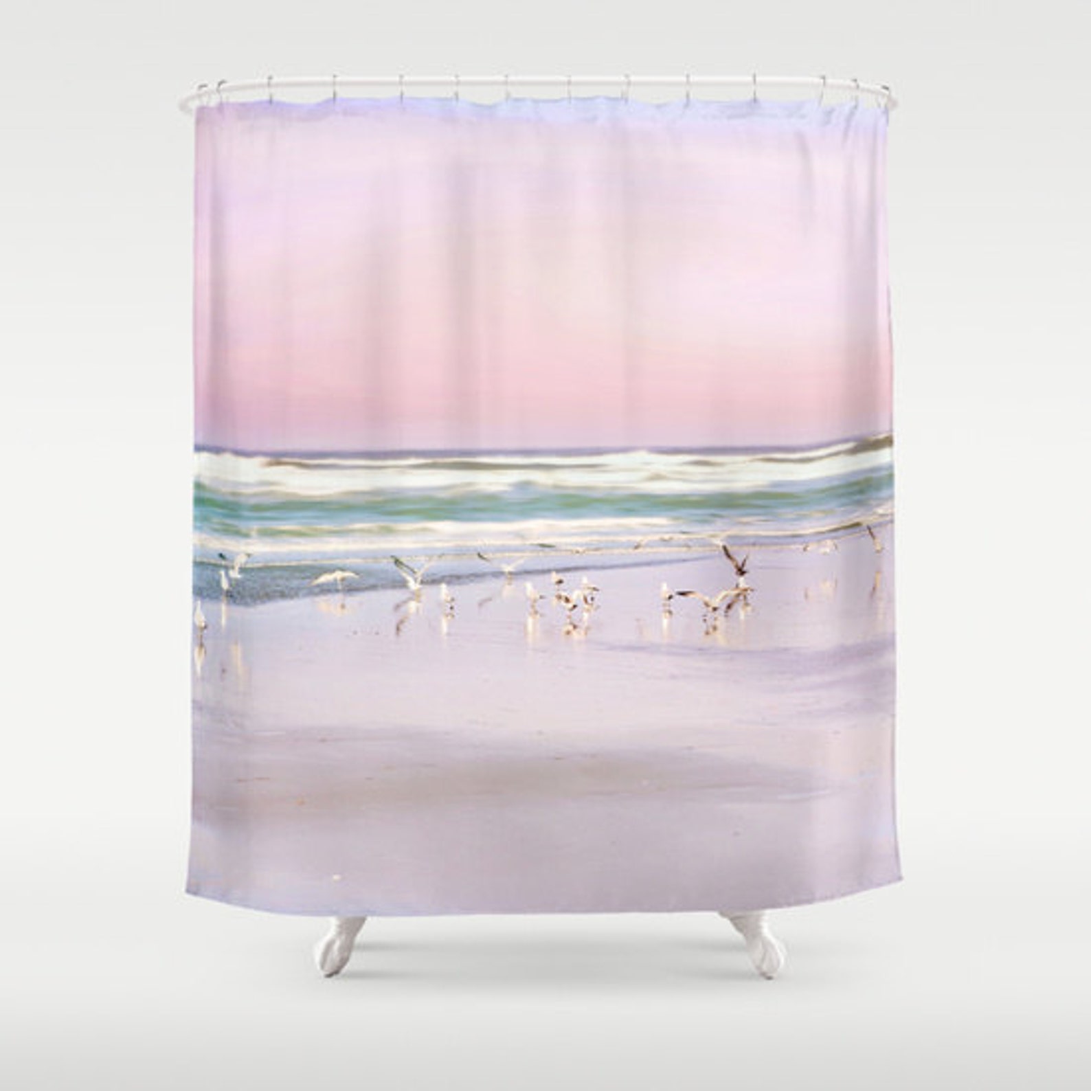 Beach Fabric Shower Curtain Ocean Coastal Decor Home Etsy