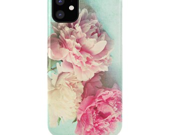 Floral phone case, pink peonies,iphone, Samsung case, "like yesterday"aqua,flower,girly,shabby chic,pastel phone case