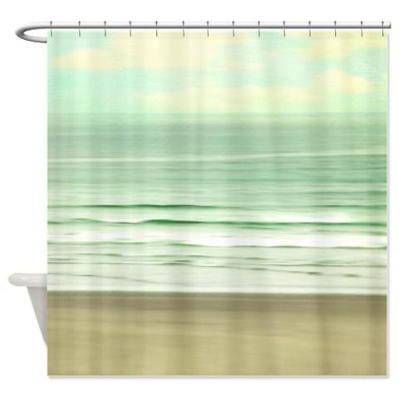 Ocean Shower Curtain Typography Quote Beach Aqua Home Etsy